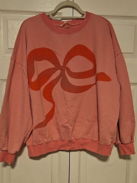 easel Tops - easel Pink Sweatshirt with Large Red Bow Graphic